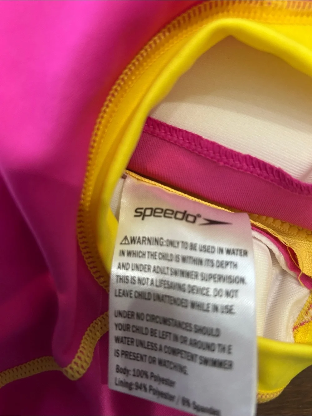 Girls Speedo UV Flotation Suit S/M Pibk Yellow Lifejacket Swimsuit